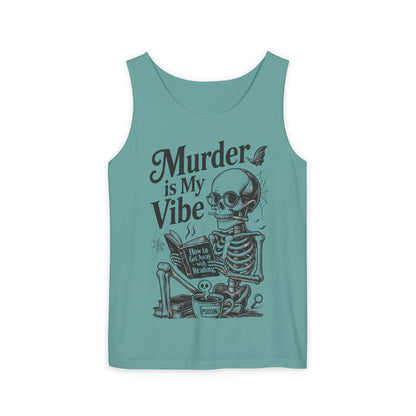 Murder Is My Vibe Tank Top, Mens Goth Tank, Halloween Clothing, Skeleton Graphic Tee, Cozy Casual Wear, Quirky Gift Idea