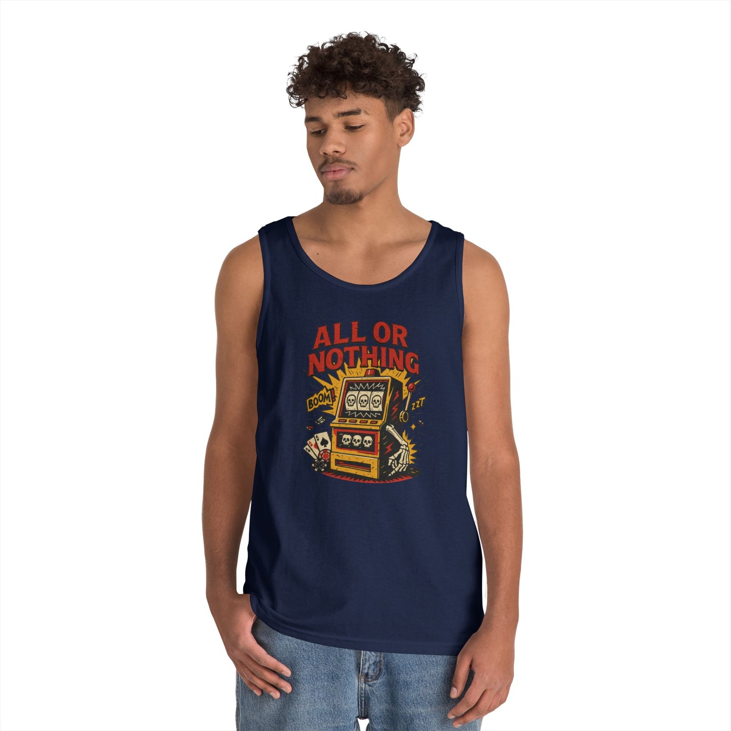 Retro Casino Vibes Tank Top, All or Nothing Design, Gift for Gamers,  Poker Lover Gift, Gaming Apparel, Slot Machine Graphic