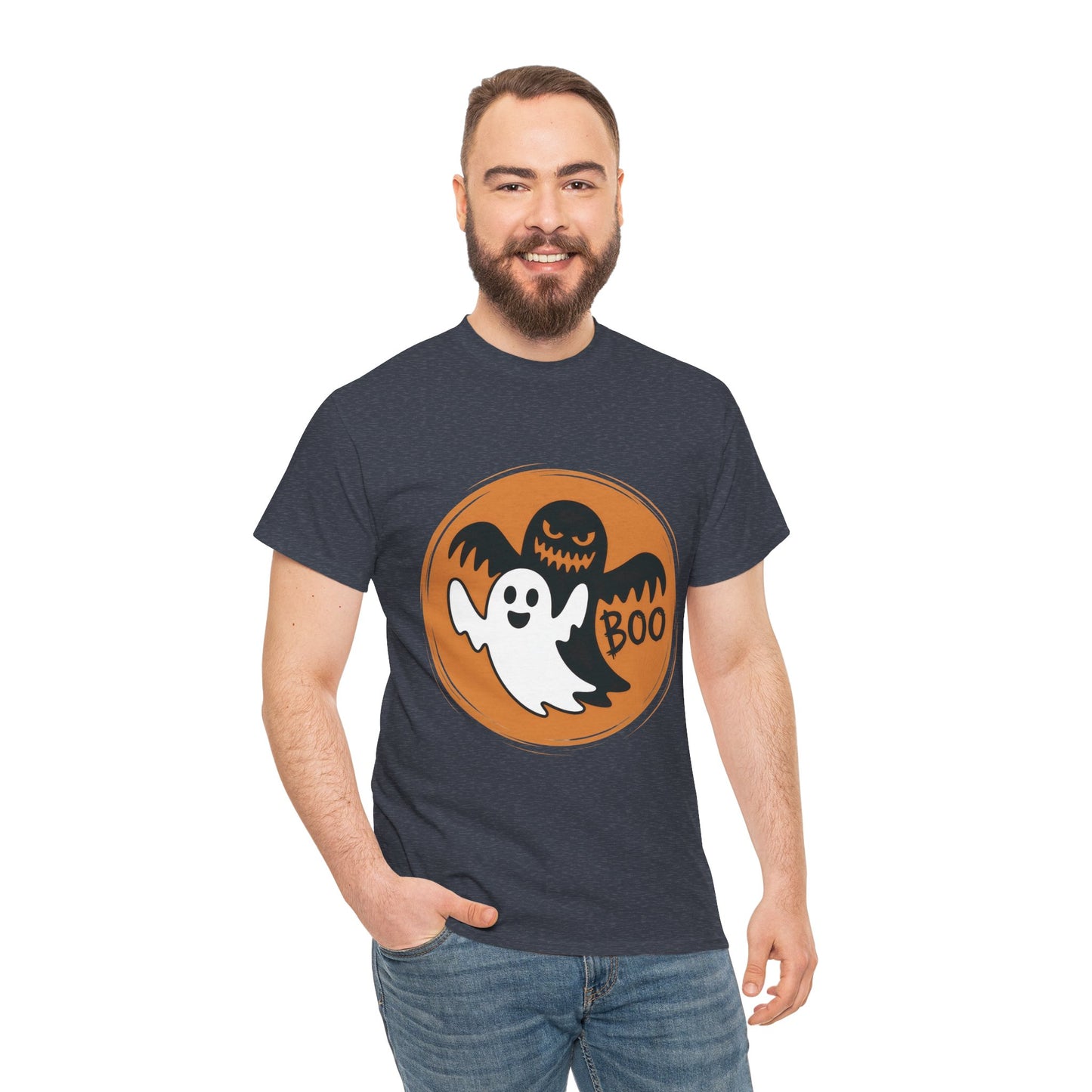 Halloween Ghost Men's T-Shirt, Cute Spooky BOO Tee, Men's Funny Scary Shirt for Men
