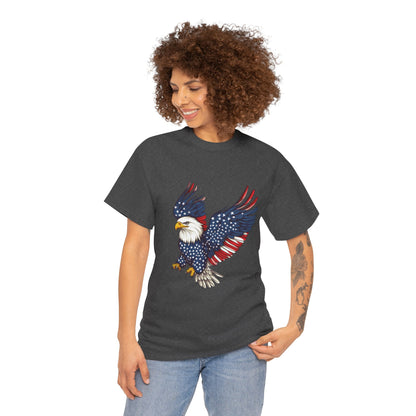 Patriotic Eagle Tee | Unisex Heavy Cotton T-Shirt for Independence Day, Memorial Day, Veterans Day, Gift for Nature Lovers, Casual Wear