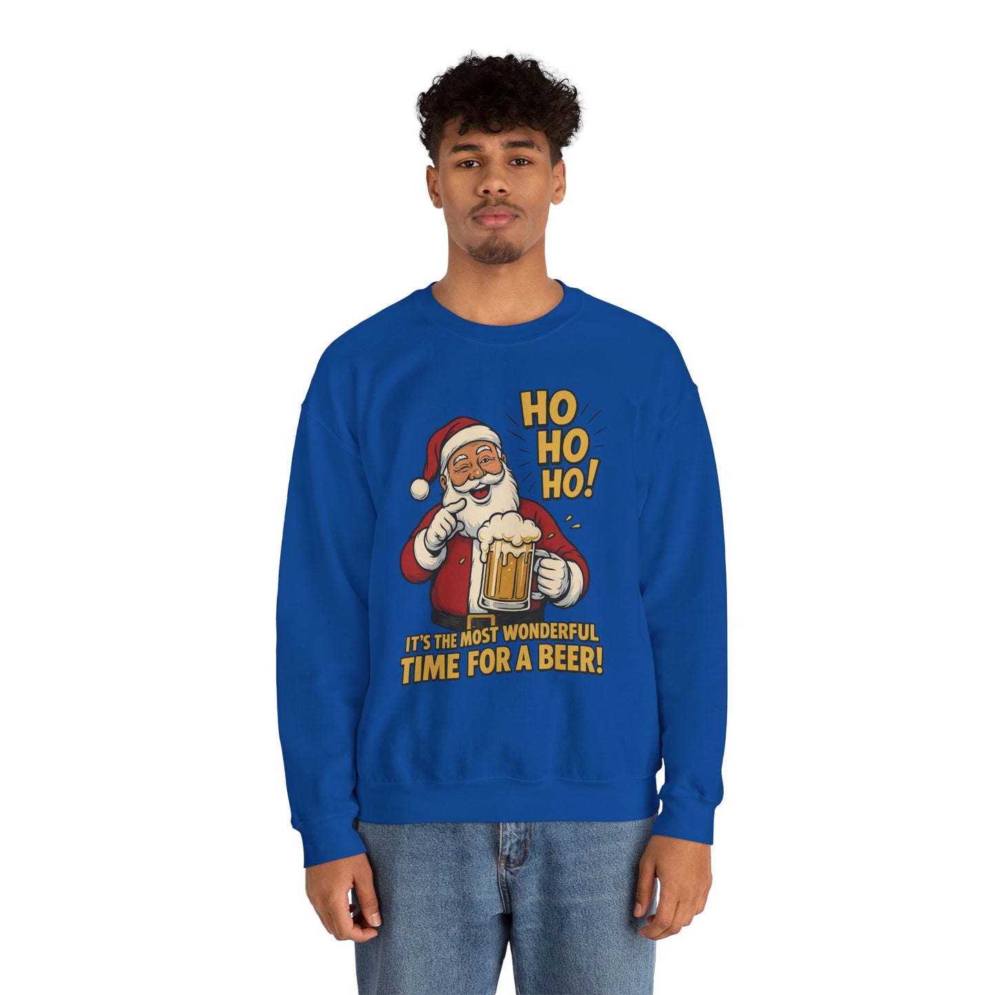 Funny Santa Beer Christmas Sweatshirt, Men's Holiday Pullover, Men's Heavy Blend™ Crewneck Sweatshirt