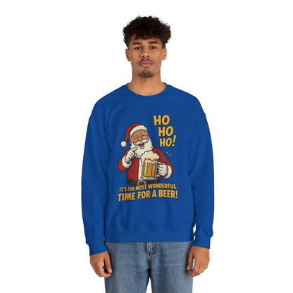 Funny Santa Beer Christmas Sweatshirt, Men's Holiday Pullover, Men's Heavy Blend™ Crewneck Sweatshirt