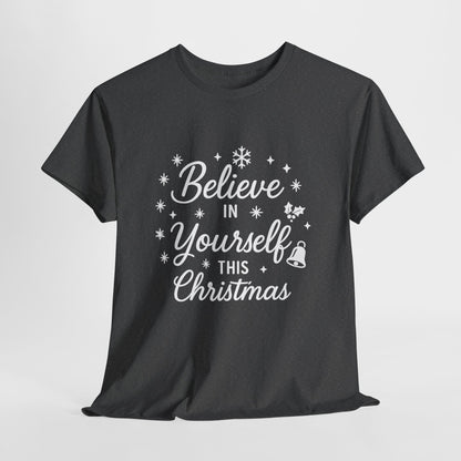 Women's Believe in the Magic Christmas Shirt, Santa Hat Holiday Tee for Women