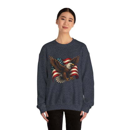 Patriotic Eagle Sweatshirt - Unisex Crewneck, USA Flag Apparel, Memorial Day, Veteran's Day, Independence Day, Gift for Patriots