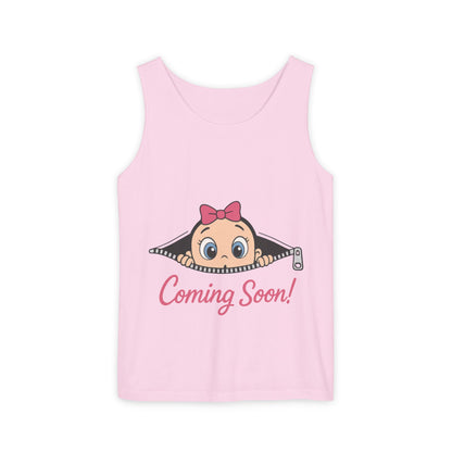 Coming Soon Maternity  Tank Top, Cute Baby Girl Pregnancy Announcement Shirt, Expecting Mom Gift, Gender Reveal Tank, Baby Shower Gift