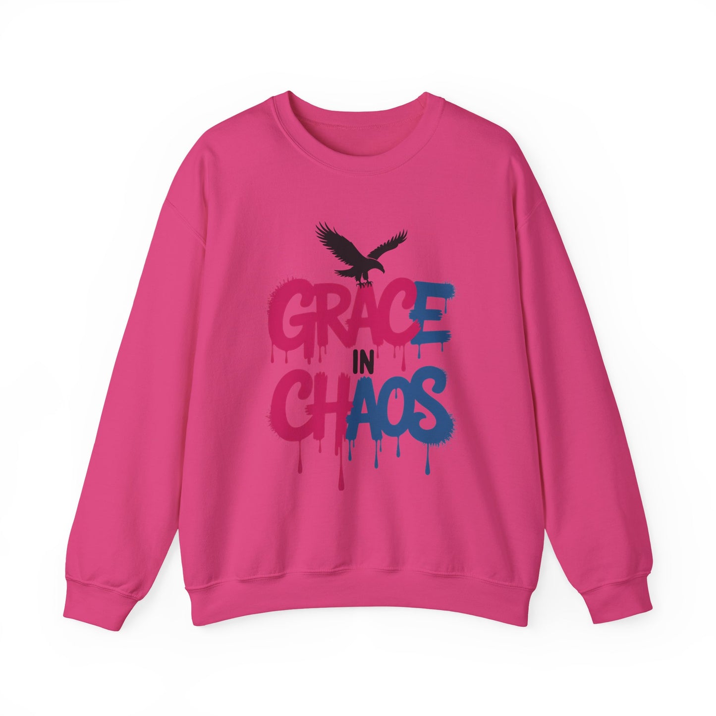 Women's Sweatshirt Grace in Chaos, Graffiti Dripping Street Art Pullover, Bold Urban Graphic