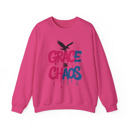 Women's Sweatshirt Grace in Chaos, Graffiti Dripping Street Art Pullover, Bold Urban Graphic