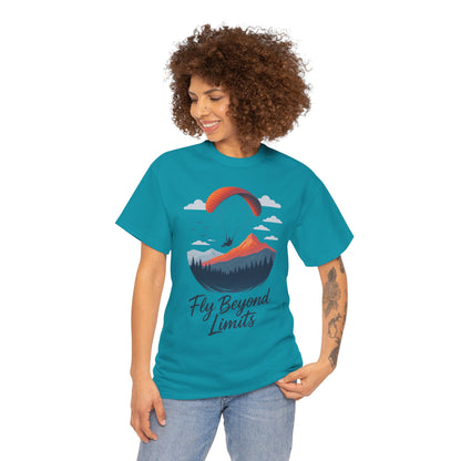 Paragliding Adventure T-Shirt, Mountain Landscape Tee, Nature Travel Lover Shirt, Outdoor Hiking Gift, Unisex Heavy Cotton Tee