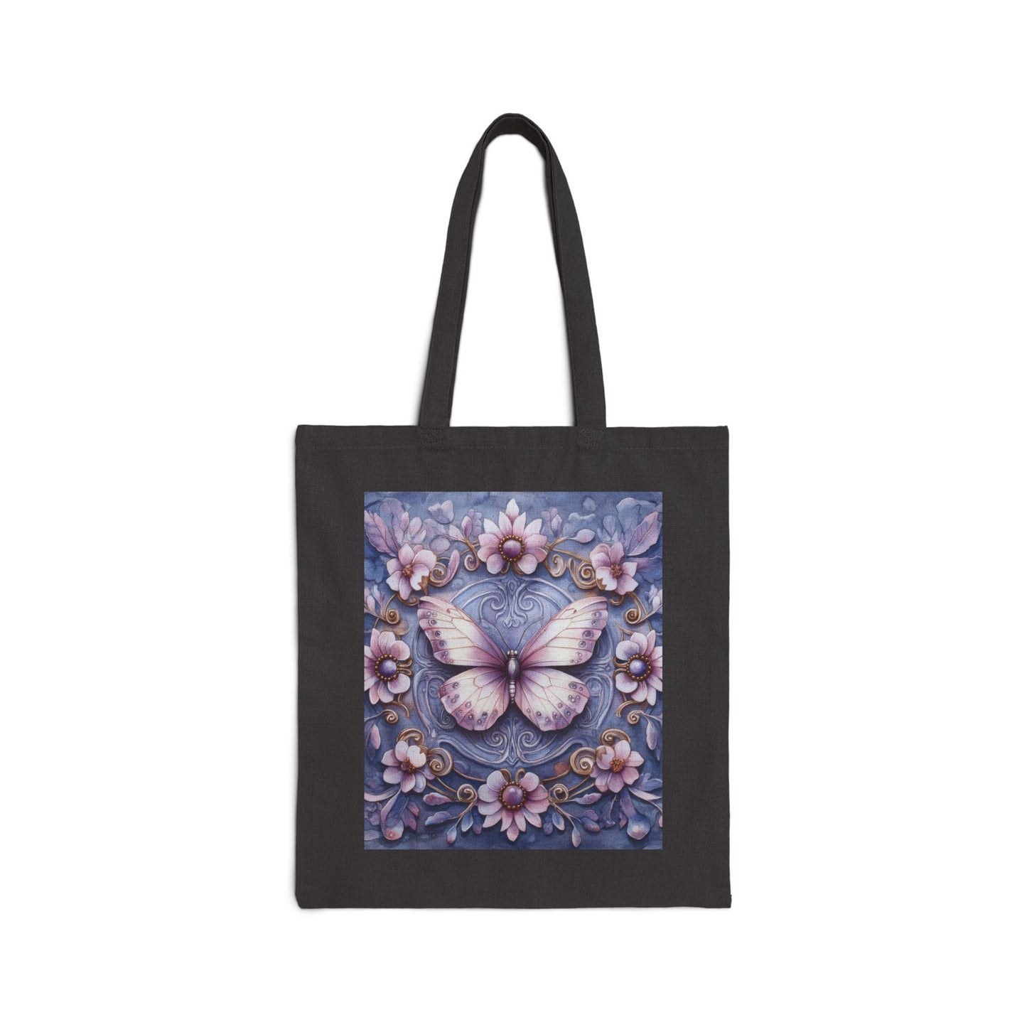 Butterfly Floral Cotton Canvas Tote Bag, Eco-Friendly Shopping, Gift for Her, Nature Lover, Reusable Bag, Boho Style