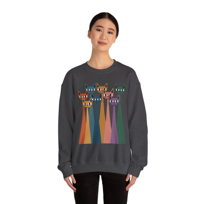 Colorful Cat Sweatshirt, Cozy Crewneck, Cat Lover Gift, Unisex Sweatshirt, Cute Animal Apparel, Fun Gift for Cat Owners