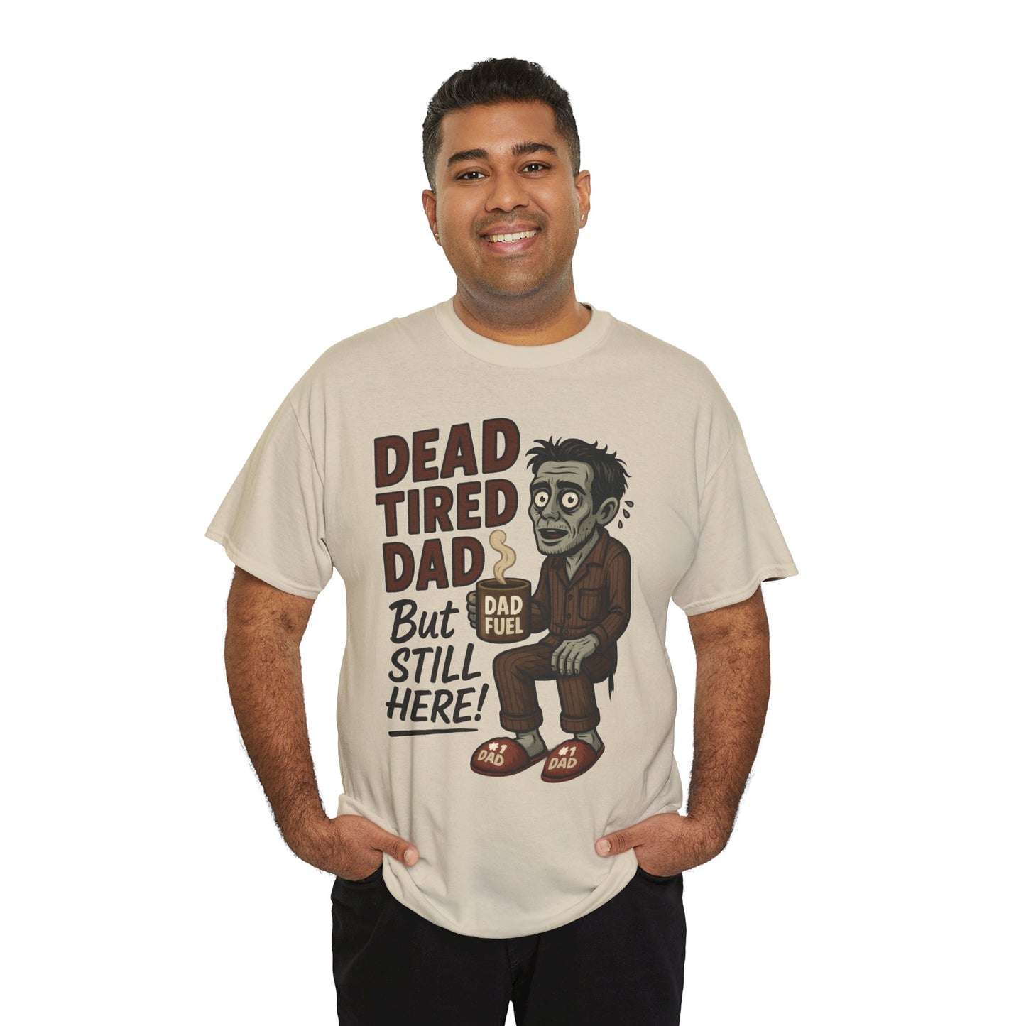 Dead Tired Dad Funny Zombie Coffee Men's T-Shirt, Father's Day Gift for Men, Dad Fuel Graphic Tee, Halloween Dad Tee
