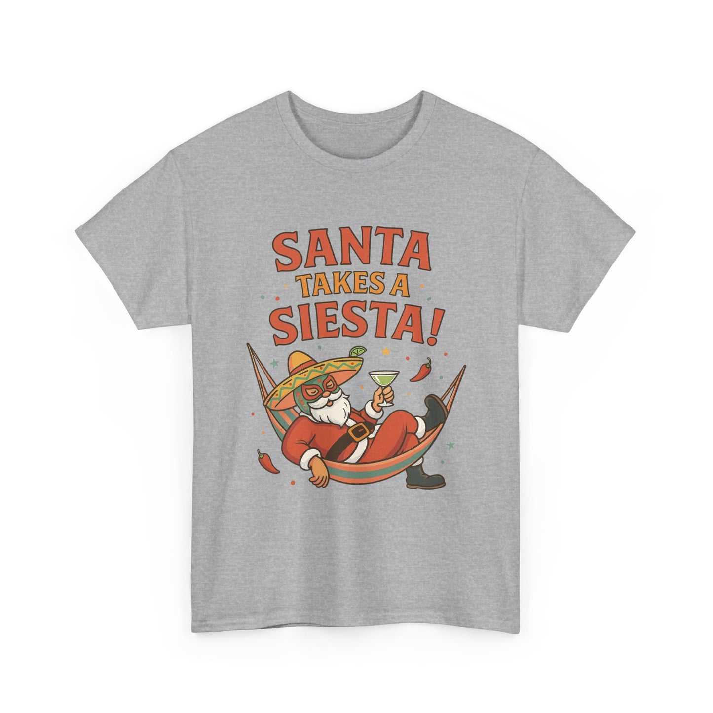 Santa Takes a Siesta Funny Christmas T-Shirt for Men, Mexican Santa Holiday Tee