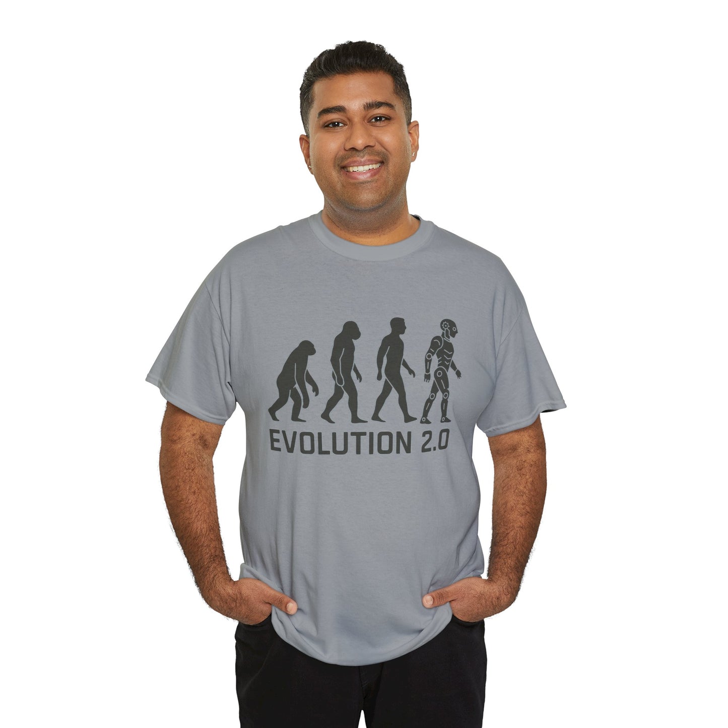 Evolution 2.0 Futuristic Robot Human Evolution T-Shirt, Cyberpunk Tech Graphic Tee for Men, Modern AI Inspired Sci-Fi Shirt