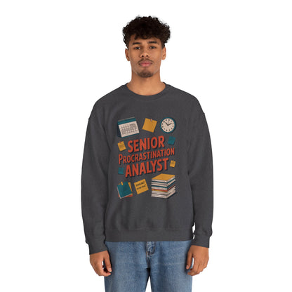Senior Procrastination Analyst Sweatshirt, Gift for Graduates, Office Humor Apparel, Meme Sweatshirt, Casual Wear, Motivation Humor Apparel