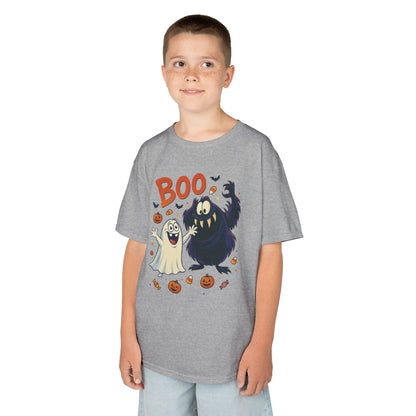 Kids Halloween T-Shirt BOO! Cute Ghost Monster Shirt, Funny Spooky Graphic Tee for Boys Girls, Halloween Costume Gift