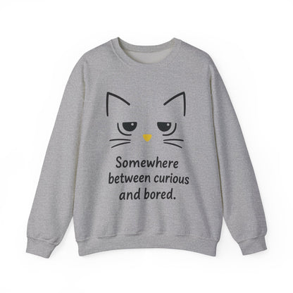 Whimsical Cat Crewneck Womens Sweatshirt, Cozy Relaxed Wear, Perfect Gift for Cat Lovers, Casual Everyday Style