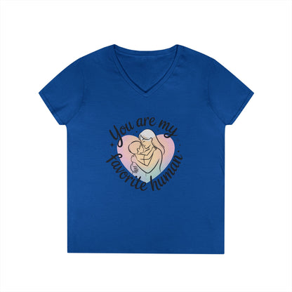 You Are My Favorite Human Mom Baby Tee, Mothers Day Gift, Pastel Heart Ladies V-Neck T-Shirt, Sentimental Mom Shirt