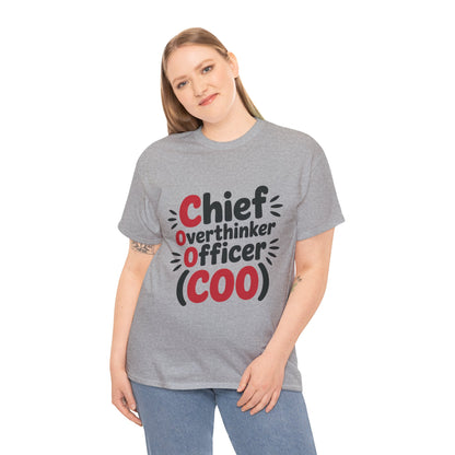 Women's COO T-Shirt, Chief Overthinker Officer Funny Graphic Tee, Sarcastic Work Shirt