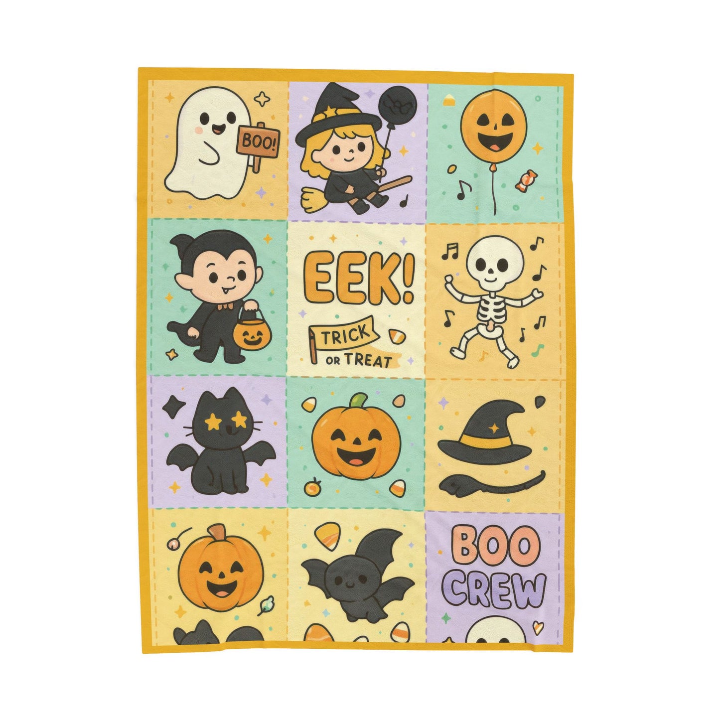 Cute Halloween Blanket for Kids, Pastel Ghosts, Pumpkins Bats, Soft Velveteen Plush Throw Blanket