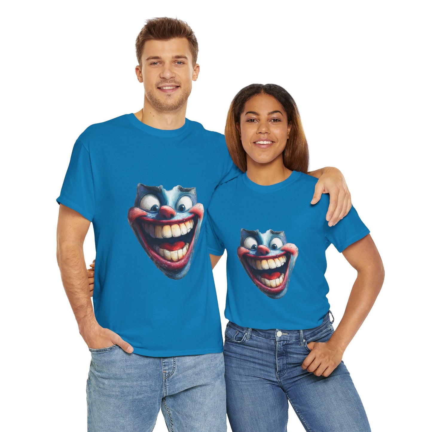Funny Clown Face Unisex Heavy Cotton Tee, Creepy Clown Face T-Shirt, Humor T-Shirt,Clown Theme Shirt, Funny Horror Graphic Tee