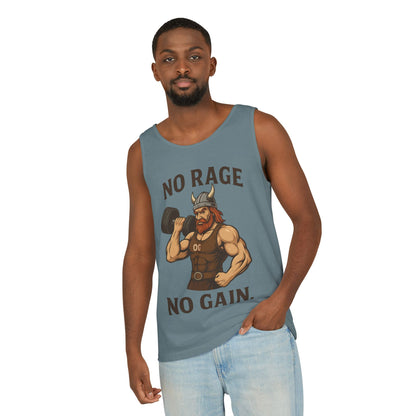 No Rage No Gain Viking Gym Tank Top, Funny Muscle Workout Tee, Barbarian Fitness Tank for Men, Gym Wear, Workout Gear, Casual Summer Outfit