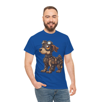 Cyberpunk Pup Design Mens Tee, Steampunk Dog Tee, Dog Lover Gift, Vintage Style, Fun Graphic Tee, Quirky Pet Apparel