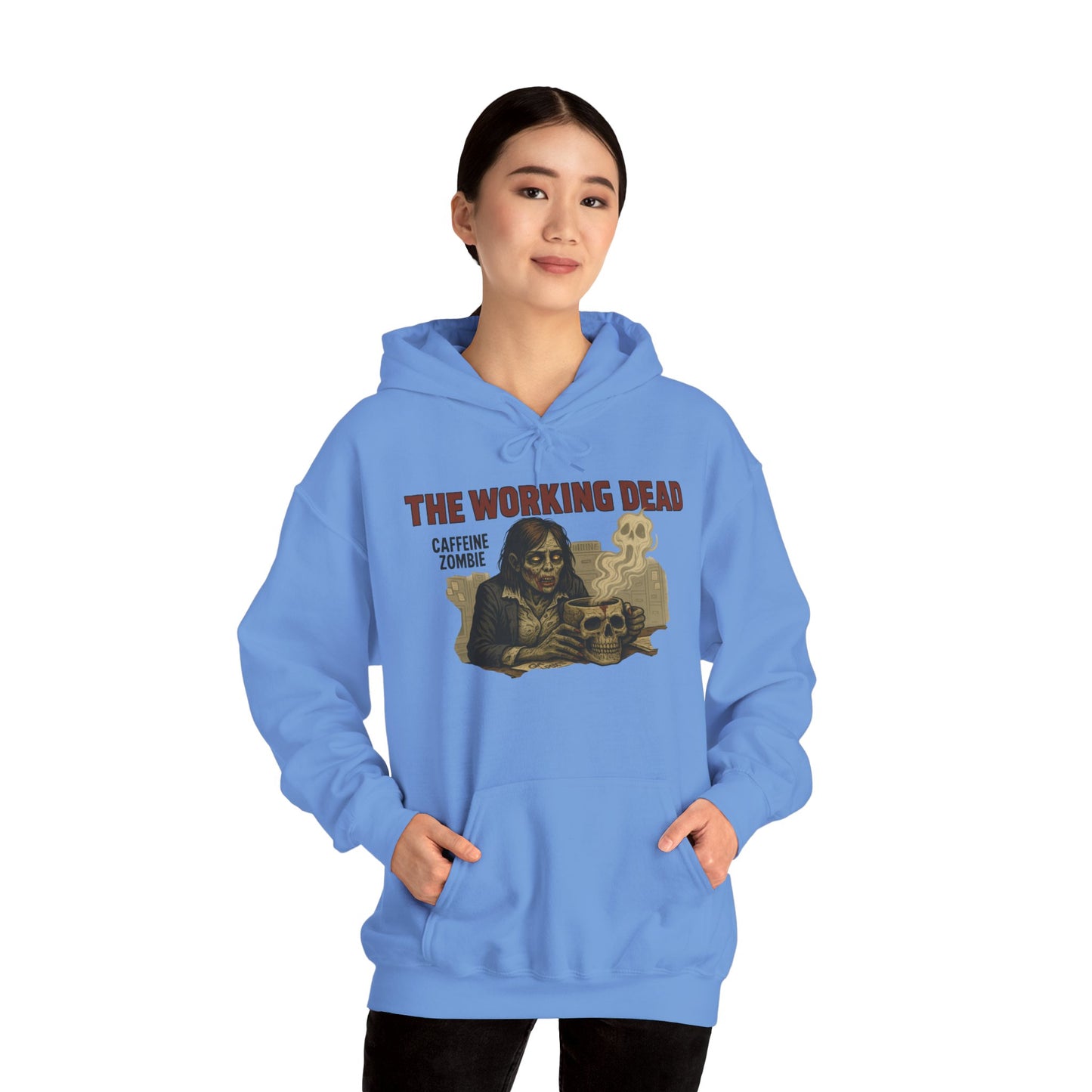 The Working Dead Women's Zombie Hoodie, Work Humor Hoodie, Halloween Work Top, Coffee Zombie Hoodie