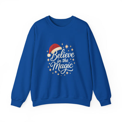 Believe in the Magic Women's Christmas Shirt, Santa Hat Holiday Cozy Sweatshirt, Women's Heavy Blend™ Crewneck Sweatshirt