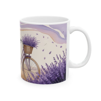 Lavender Field Mug, Bicycle Coffee Cup, Tranquil Nature Lover Gift, Calm Summer Vibes Mug, Motivational Coffee Cup, Inspirational Quotes