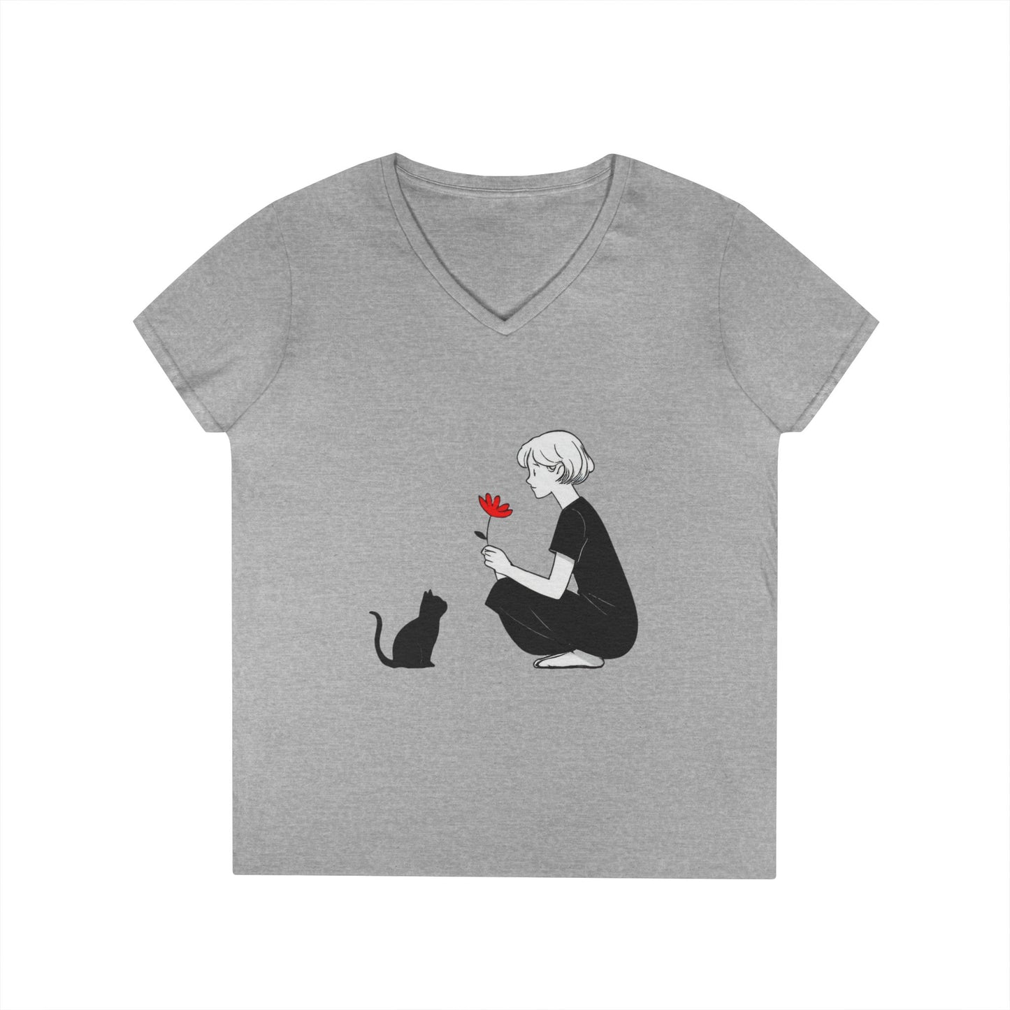 Cat Lover's V-Neck T-Shirt - Cute Graphic Tee for Pet Owners, Gifts for Cat Lovers, Animal Lover Apparel, Valentine's Day, Cat Love
