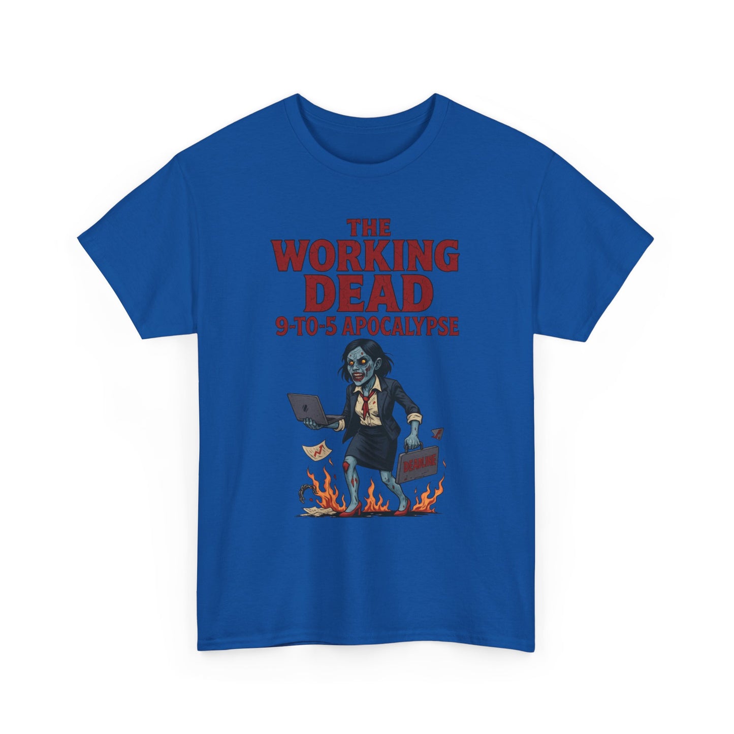 The Working Dead 9-to-5 Apocalypse Women's T-Shirt, Horror Office Zombie Top, Halloween Office Humor