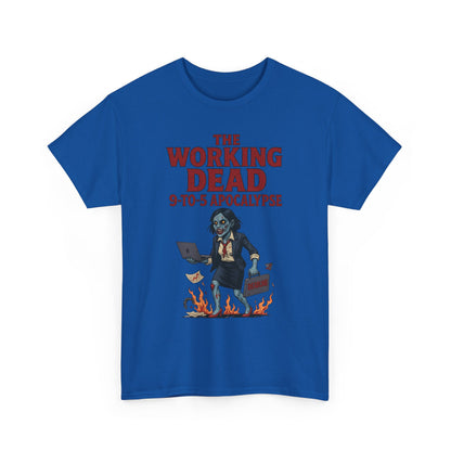 The Working Dead 9-to-5 Apocalypse Women's T-Shirt, Horror Office Zombie Top, Halloween Office Humor