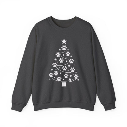 Paw Christmas Tree Women's Sweatshirt, Pet Lover Holiday Sweater