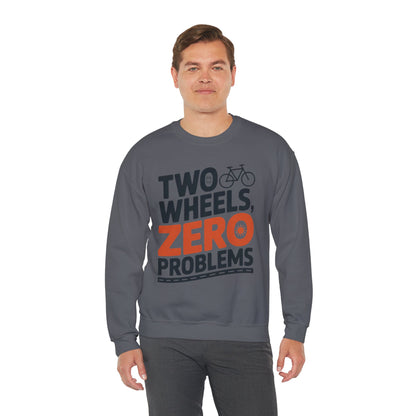 Men's Heavy Blend™ Crewneck Sweatshirt, Two Wheels Zero Problems Mens Casual Biker Sweatshirt, Gift for Cyclists