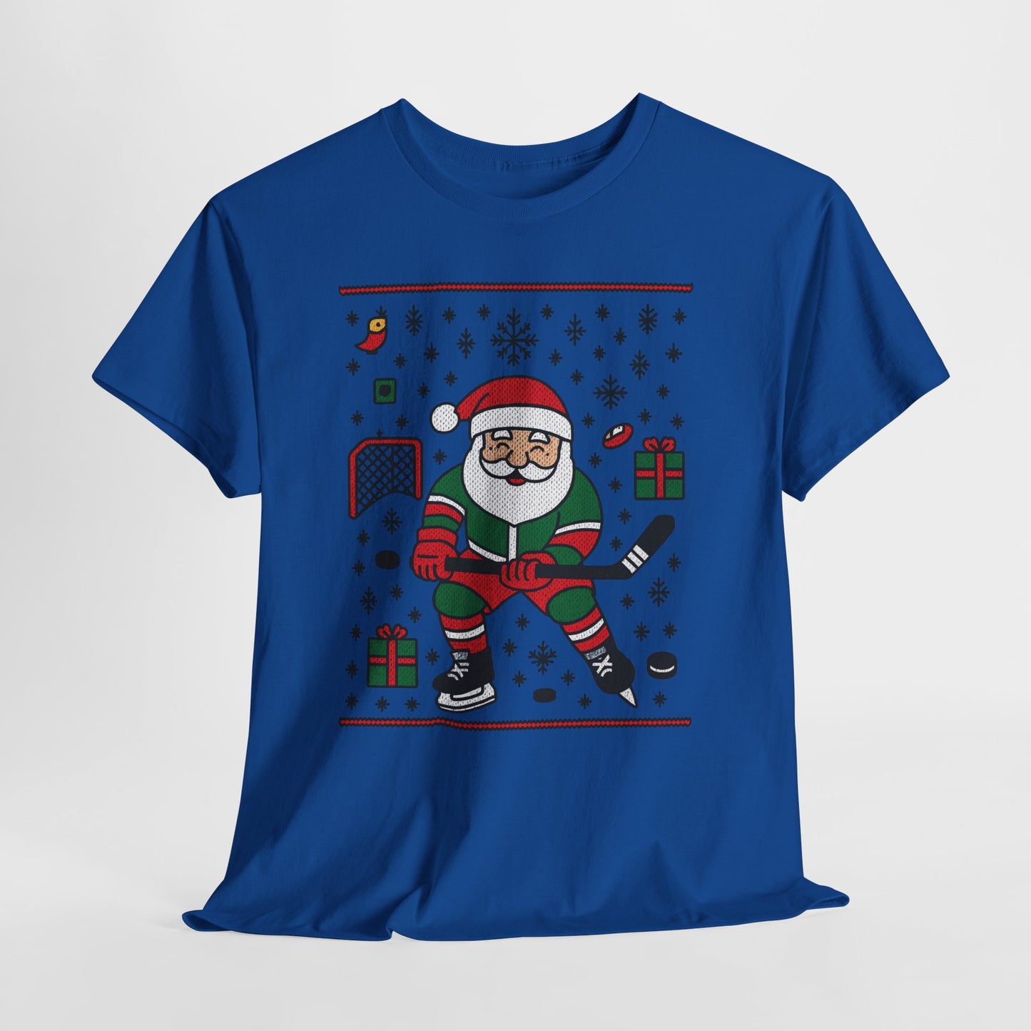 Hockey Santa Men's Christmas T-Shirt, Funny Sports Holiday Tee