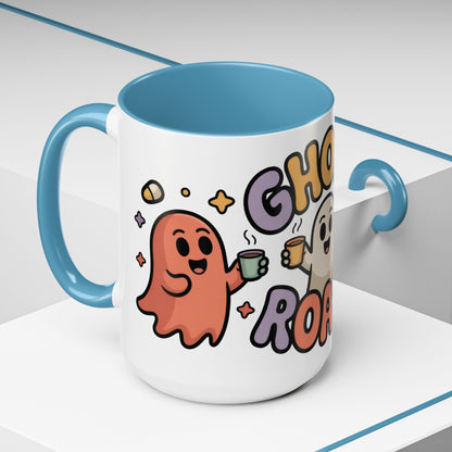 Ghost Roast Halloween Mug, Cute Spooky Coffee Cup, Kawaii Ghost Drinkware, Funny Fall Mug Gift for Coffee Lovers, Accent Coffee Mug (15oz)