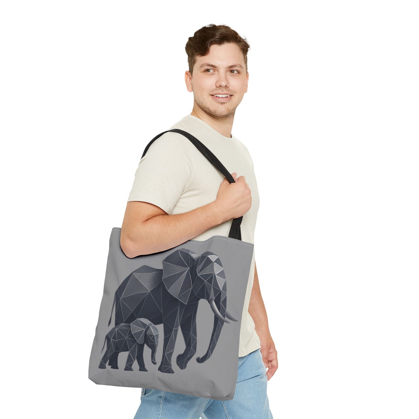 Elephant Geometric Tote Bag, Stylish Sustainable Bag, Boho Accessories, Animal Lover Gift, Canvas Shopping Bag, Beach Tote