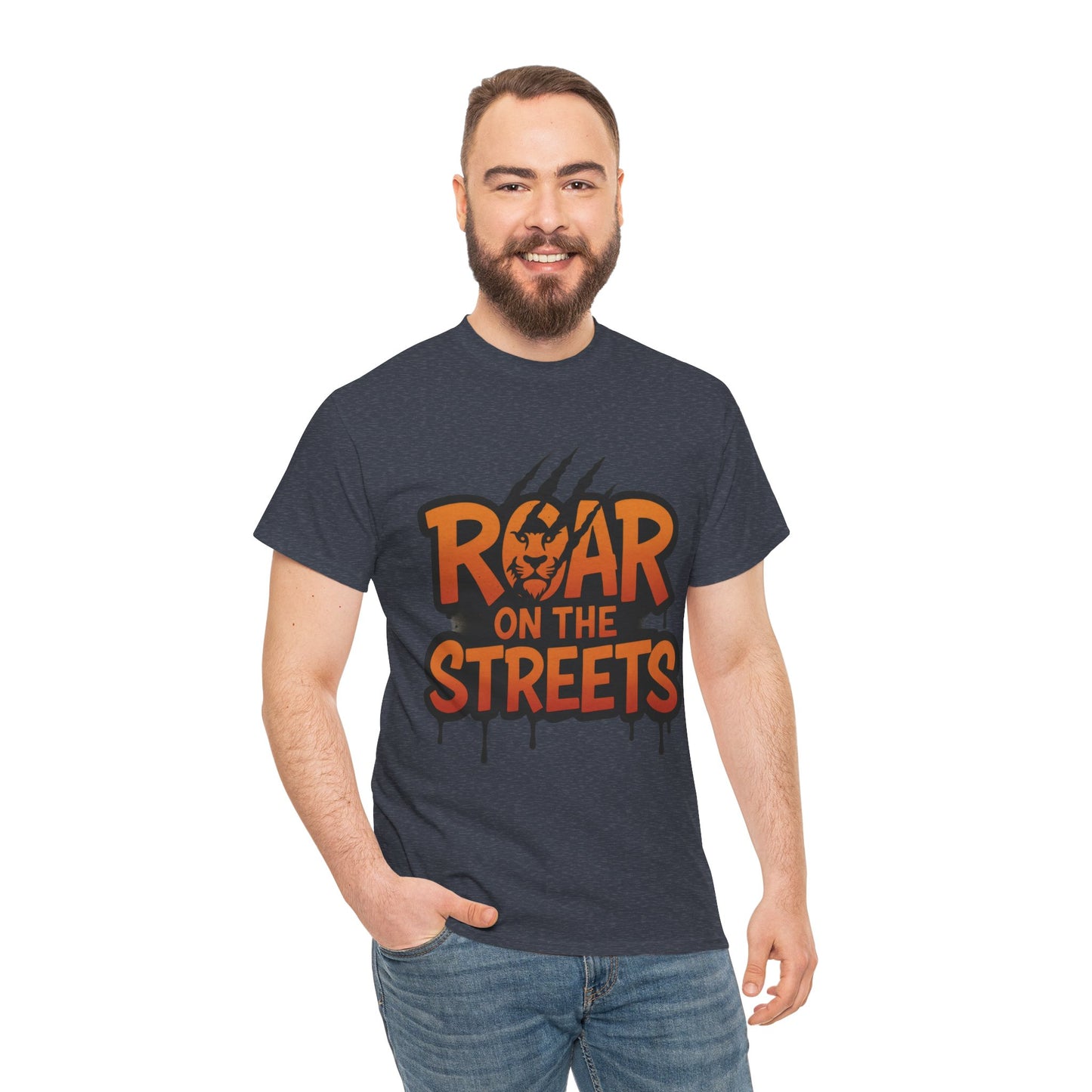 Roar on the Streets Lion Graphic Mens Urban T-Shirt, Lion Shirt