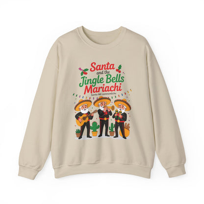 Santa and the Jingle Bells Mariachi Sweatshirt, Funny Mexican Christmas Jumper, Latin Holiday Fiesta Pullover