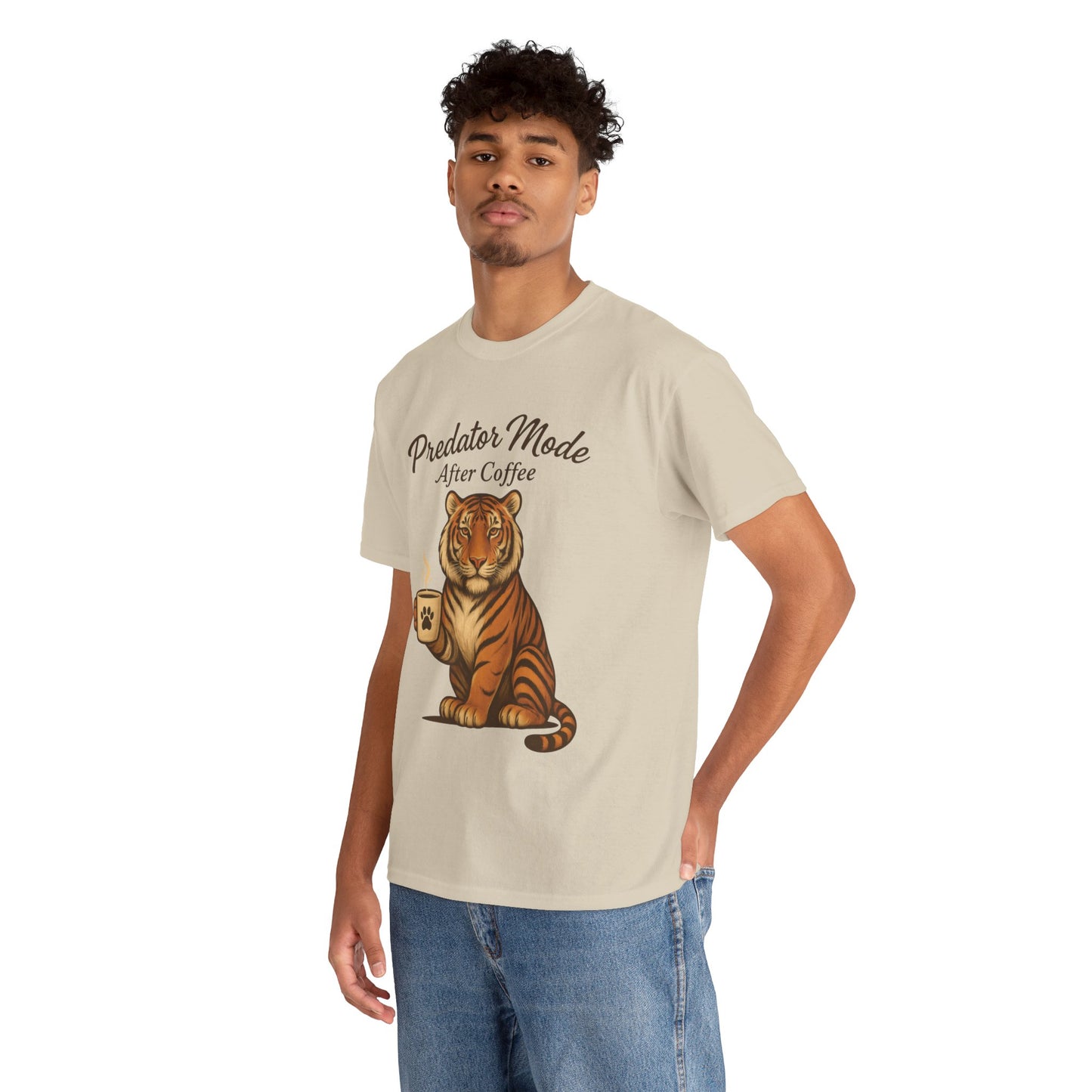 Predator Mode After Coffee Tiger Shirt, Funny Coffee Lover Tee, Mens Caffeine Graphic Tee, Morning Motivation Tiger Shirt,Coffee Addict Gift