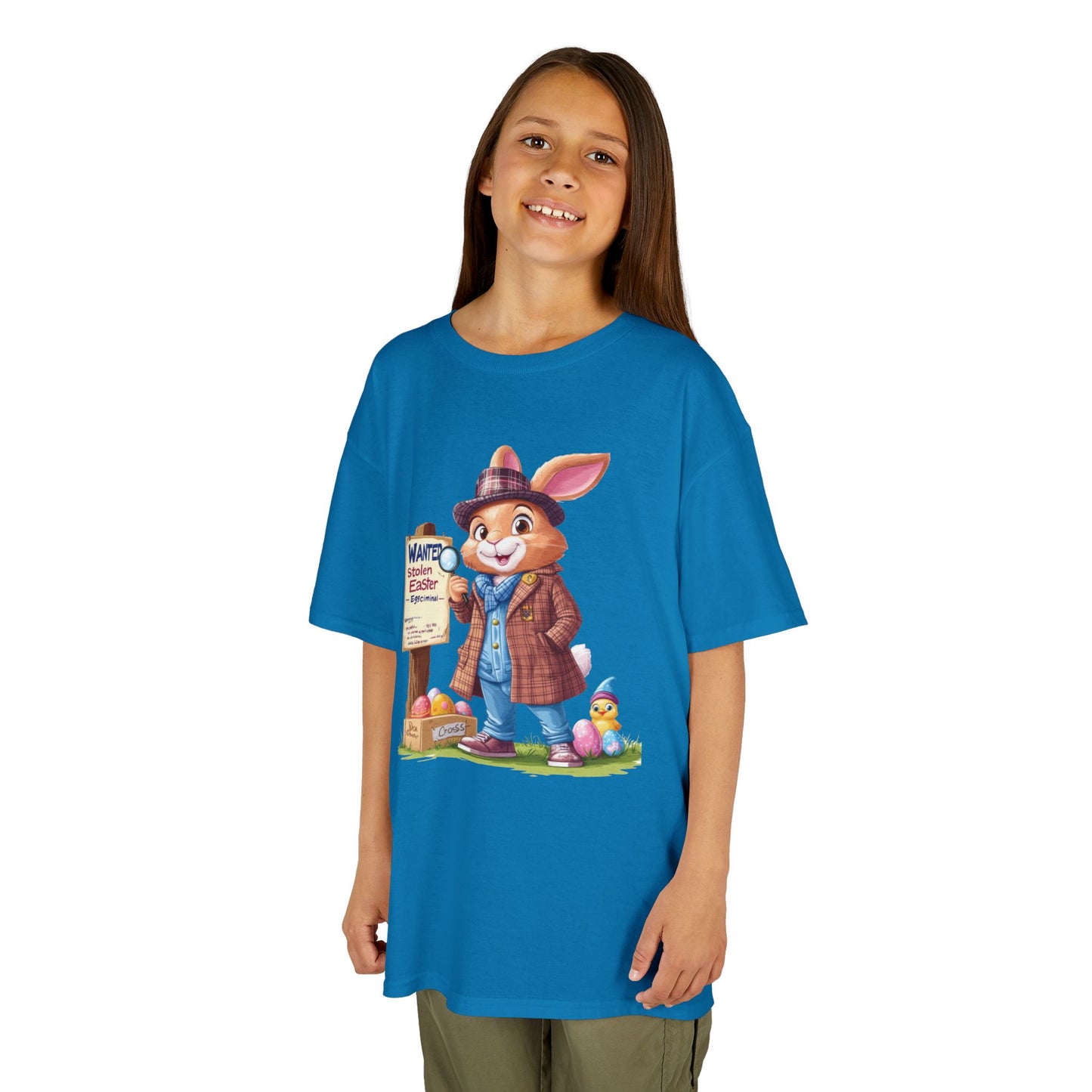 Detective Bunny Easter Kids Tee - Fun Egg Hunt T-Shirt with Mystery Theme, Cute Spring Gift for Kids, Heavy Cotton Easter Outfit
