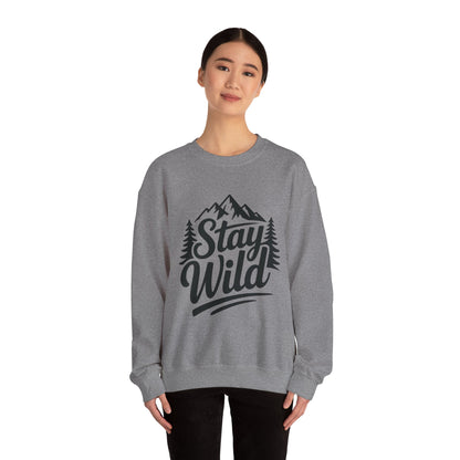 Stay Wild Unisex Crewneck Sweatshirt, Cozy Casual Wear for Adventurers, for Nature Lovers, Mountain Nature Unisex Crewneck Sweatshirt