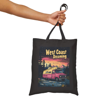 West Coast Dreaming Tote Bag, Eco-Friendly Cotton Bag, Beach Bag, Travel Tote, Gift for Adventure Lovers
