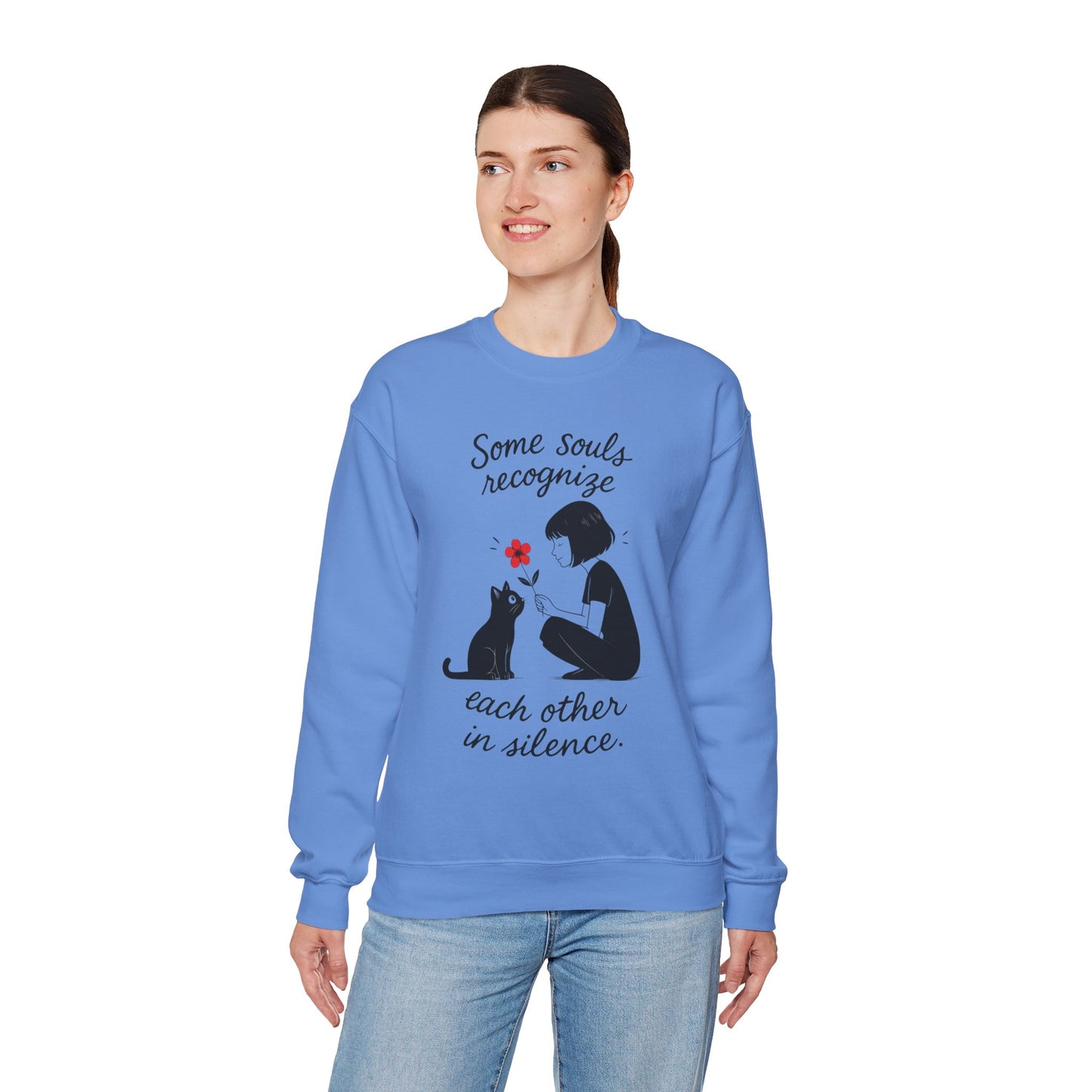Soulful Cat and Human Crewneck Sweatshirt, Cozy Gift for Cat Lovers, Womens Sweatshirt, Animal Lover Apparel, Thoughtful Gift Idea