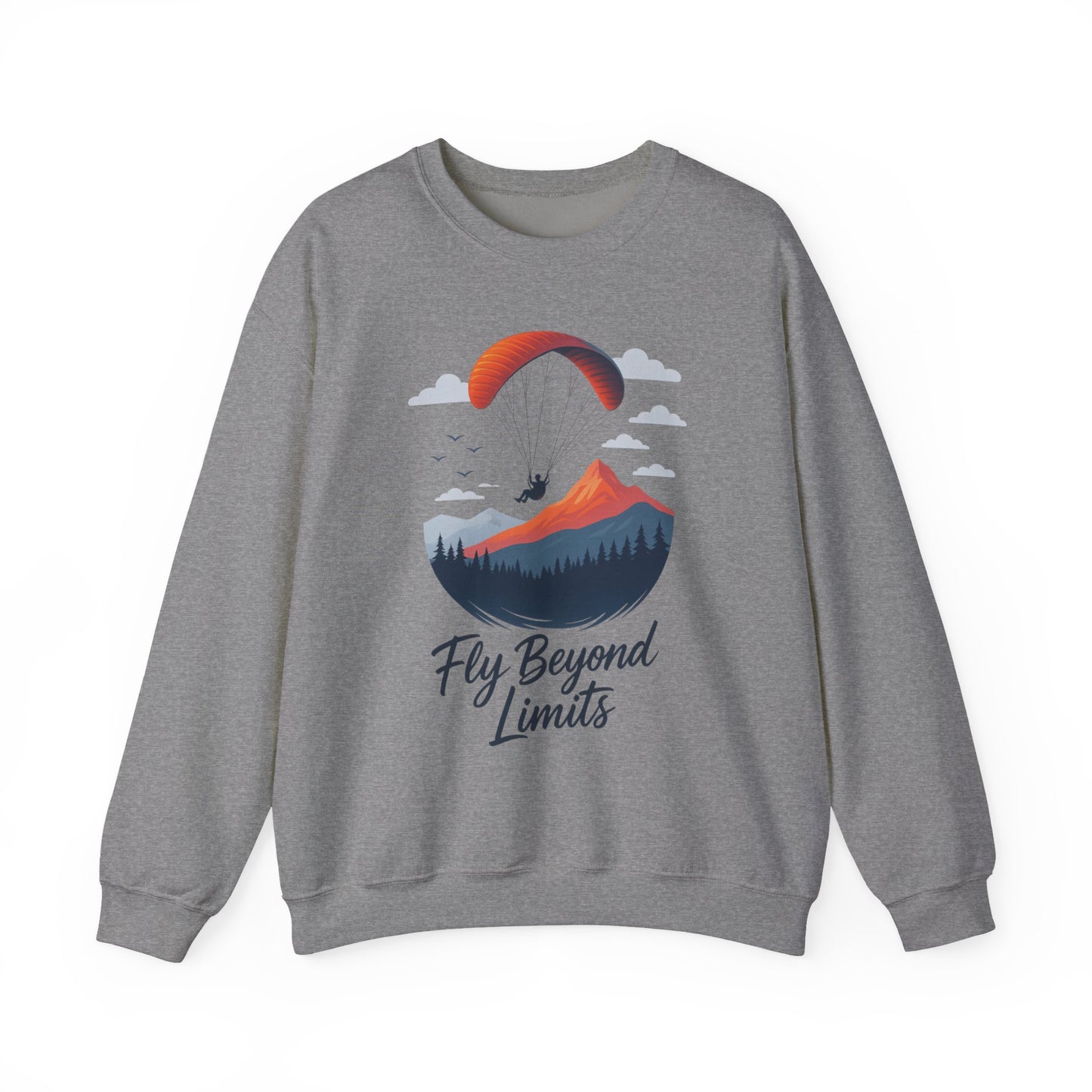 Adventure Inspiration Crewneck Sweatshirt - Fly Beyond Limits, Cozy Outdoor Outfit, Gift for Adventurers, Travel, Motivation Apparel