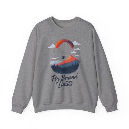 Adventure Inspiration Crewneck Sweatshirt - Fly Beyond Limits, Cozy Outdoor Outfit, Gift for Adventurers, Travel, Motivation Apparel