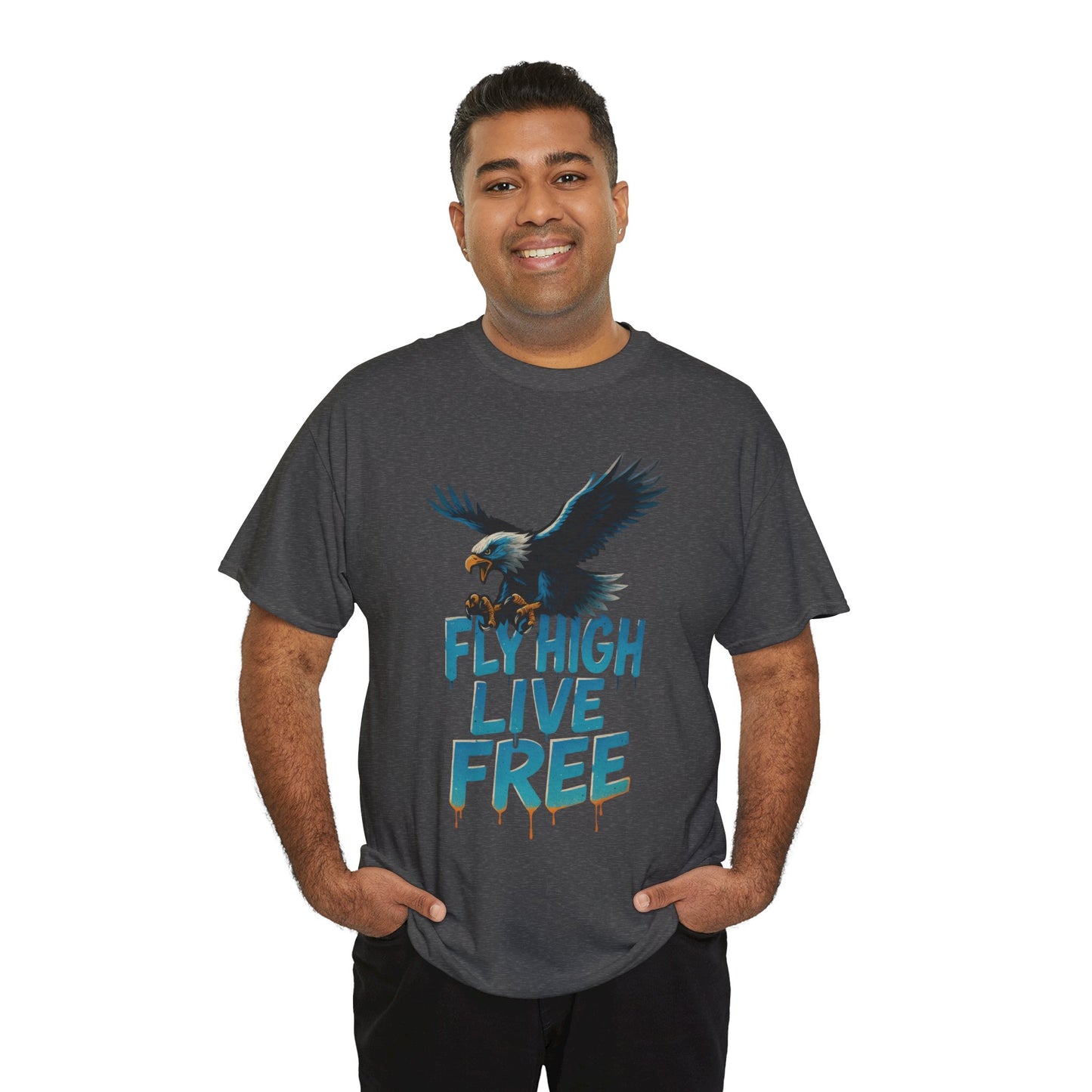 Fly High Live Free Eagle Graphic Mens T-Shirt, Eagle Tee, Fly Free Tee, Wild Flight