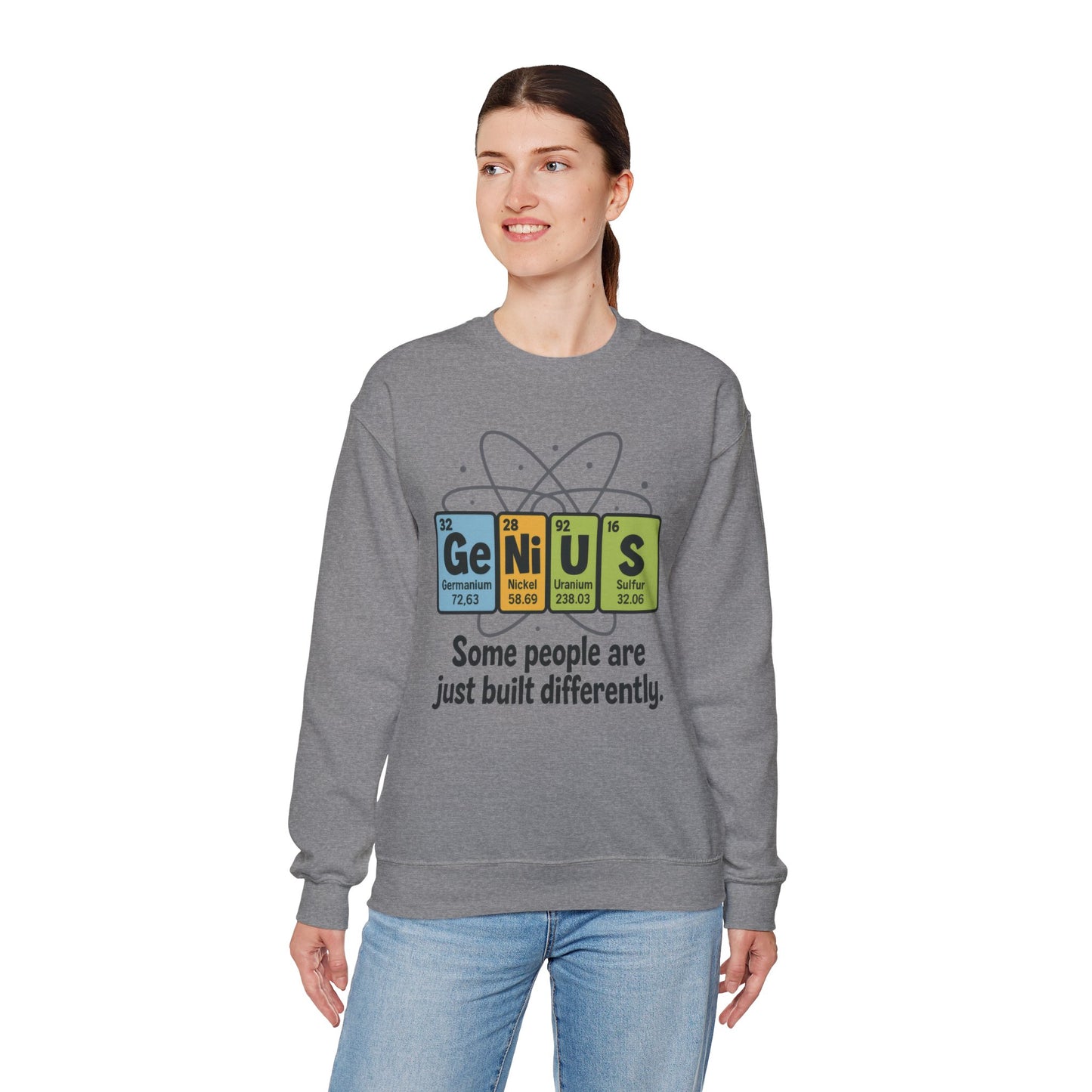 Funny Womens Science Sweatshirt, Genius Periodic Table Pullover, Nerdy Chemistry Gift for Her,  Funny Gift for Nerds, Science Geek Apparel