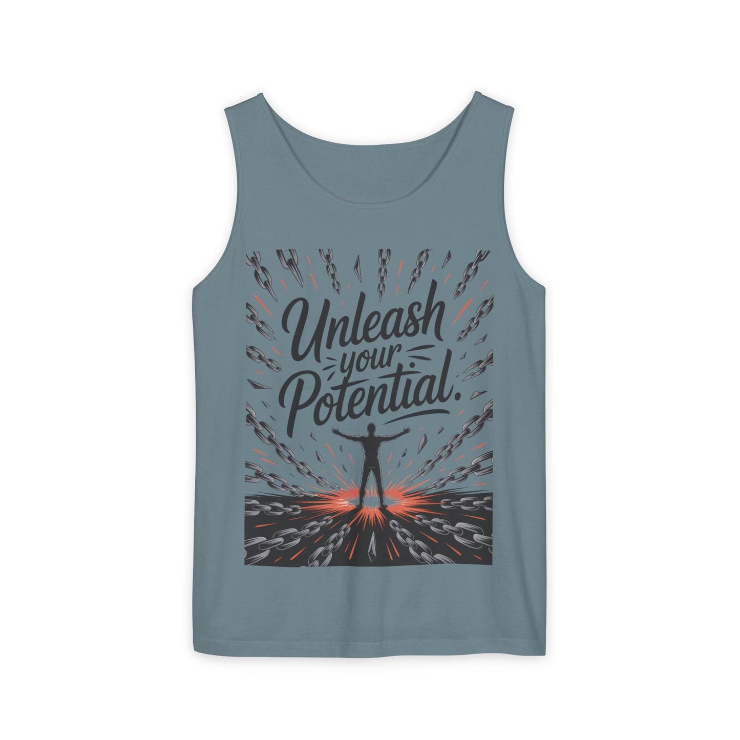 Men's Motivational Tank Top, "Unleash Your Potential" Graphic, Inspirational Gym Wear, Fitness Apparel, Summer Top, Gift for Him