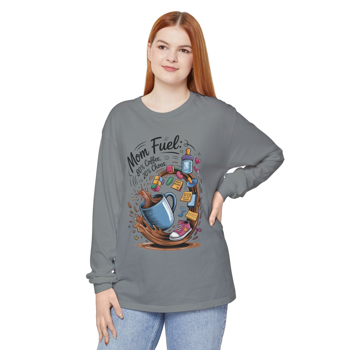 Mom Fuel Long Sleeve T-Shirt, Coffee Lovers Gift, Mother's Day Apparel, Cute Mom Shirt, Coffee Lover Mom Life Top, Coffee Lover's Tee